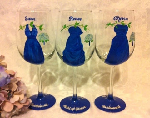 BRIDESMAID DRESS GLASSES Set of 3
