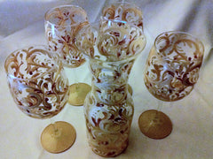 TUSCAN SWIRL CARAFE AND WINE GLASS SET of 2 glasses