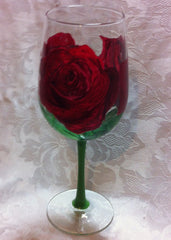 RED ROSES WINE GLASS