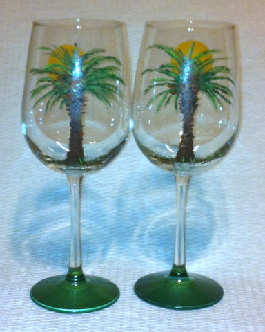PALM TREE WINE GLASS Set of 2