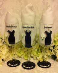 BRIDESMAID DRESS FLUTES 3 glasses