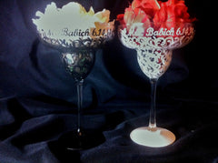 BLACK & WHITE SWIRL MARGARITA GLASSES