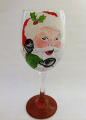 Vintage Santa on Telephone Wine Glass