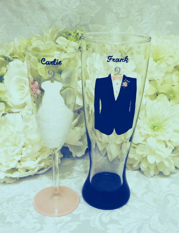 BRIDE & GROOM GLASSES