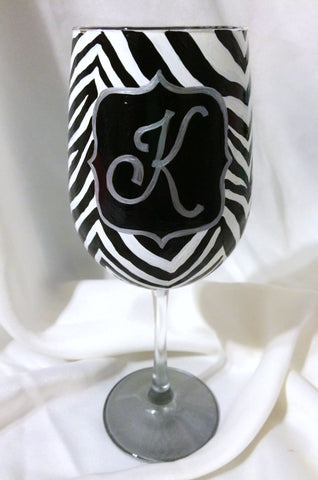 MONOGRAM ZEBRA WINE GLASS