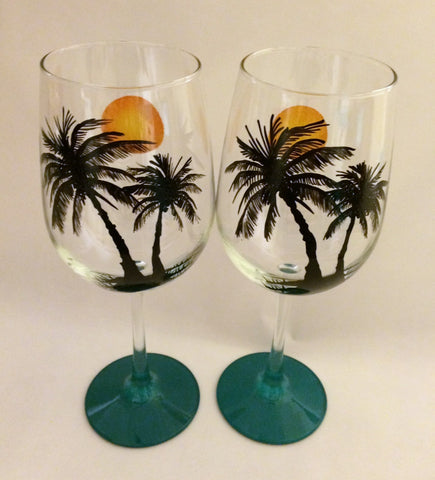 PALM TREE WINE GLASSES