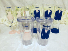BRIDAL PARTY GLASSES... MIX AND MATCH GLASS STYLES 8 glasses