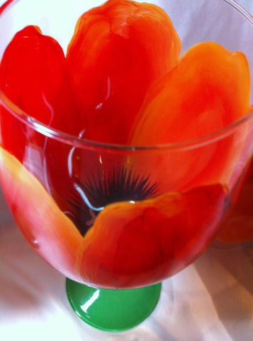 ORANGE POPPY WINE GLASS