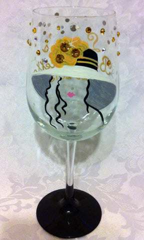 SUNFLOWER HAT WINE GLASS