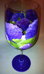 BLUE HYDRANGEA WINE GLASS