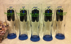 CUSTOM TUXEDO PILSNER GLASSES 5 glasses