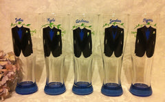 CUSTOM TUXEDO PILSNER GLASSES 5 glasses
