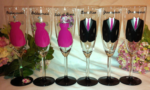 BRIDAL PARTY GLASSES 6 glasses