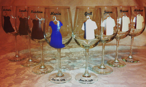 BRIDAL PARTY WINE GLASSES 8 glasses