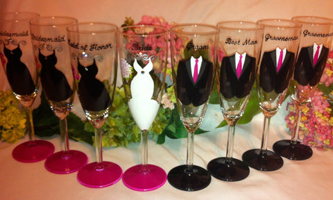 BRIDAL PARTY GLASSES 8 glasses