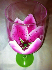 STARGAZER LILY WEDDING FLOWER WINE GLASSES Set of 6 glasses