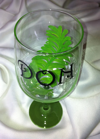 GREEN LEAF MONOGRAM WINE GLASS