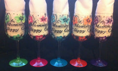 MOMMY'S SIPPY CUP HIBISCUS WINE GLASSES  Set of 5