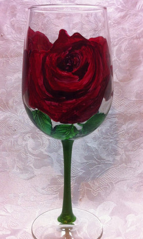 RED ROSES WINE GLASS