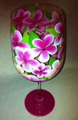 PINK PLUMERIA WINE GLASS