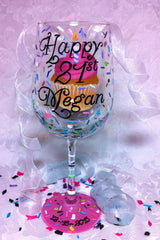 HAPPY BIRTHDAY CUPCAKE WINE GLASS