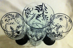 MONOGRAM CARAFE AND WINE GLASS SET of 2 glasses