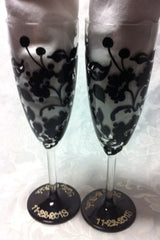 BLACK DAMASK TOASTING FLUTES