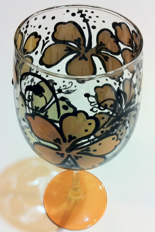 YELLOW HIBISCUS WINE GLASS