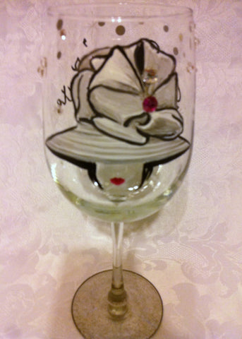 KENTUCKY DERBY HAT PARTY WINE GLASSES 6 GLASSES