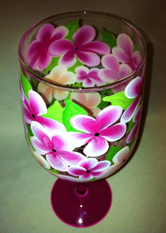PINK PLUMERIA WINE GLASS