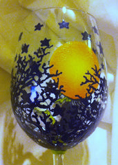 HAND PAINTED WITCH WINE GLASS