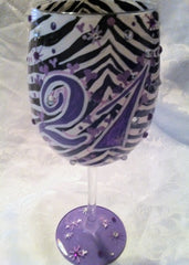HAPPY 21st ZEBRA WINE GLASS