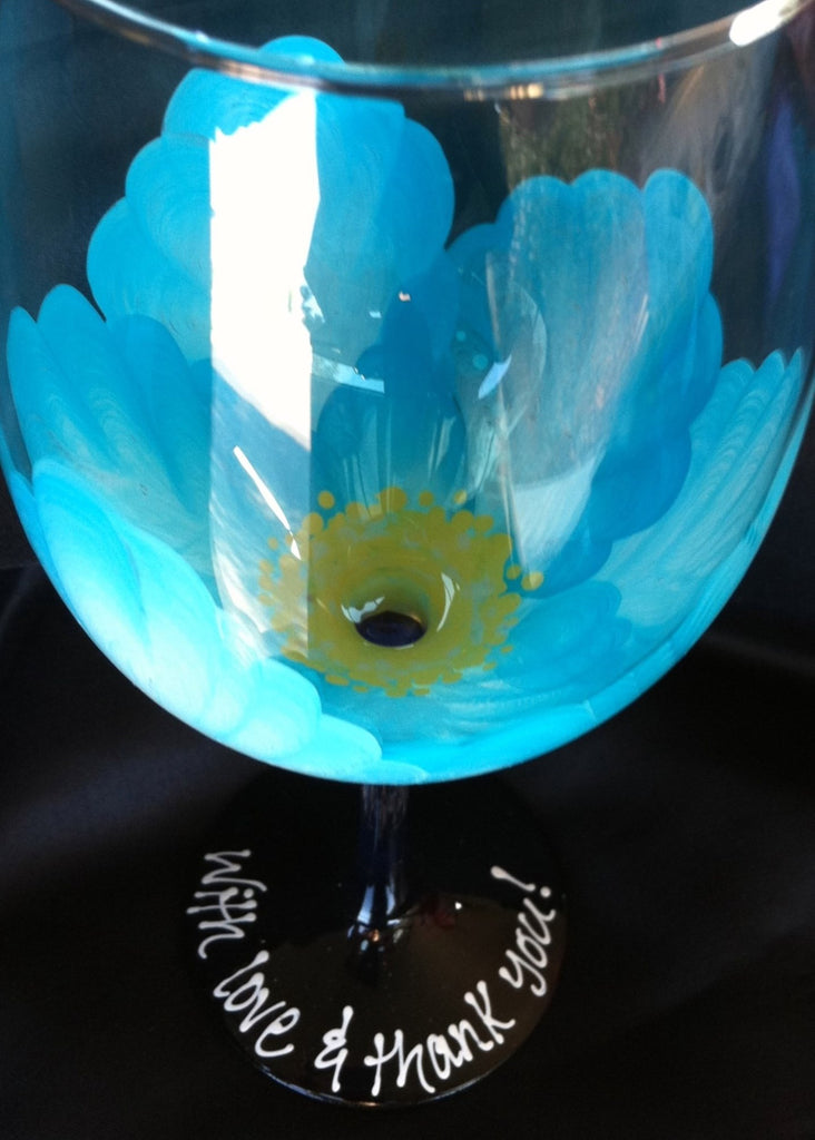 Aqua Tulip Stem Wine Glasses