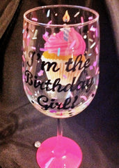 'I'M THE BIRTHDAY GIRL' CUPCAKE WINE GLASS