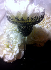 WHITE SWIRL MARGARITA GLASS