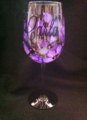 PURPLE HIBISCUS WINE GLASS