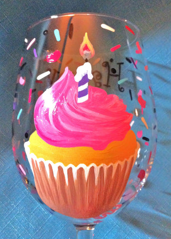 HAPPY 25TH WINE GLASS