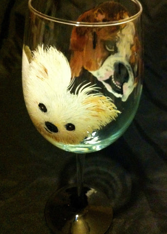 DOUBLE DOG PORTRAIT WINE GLASS