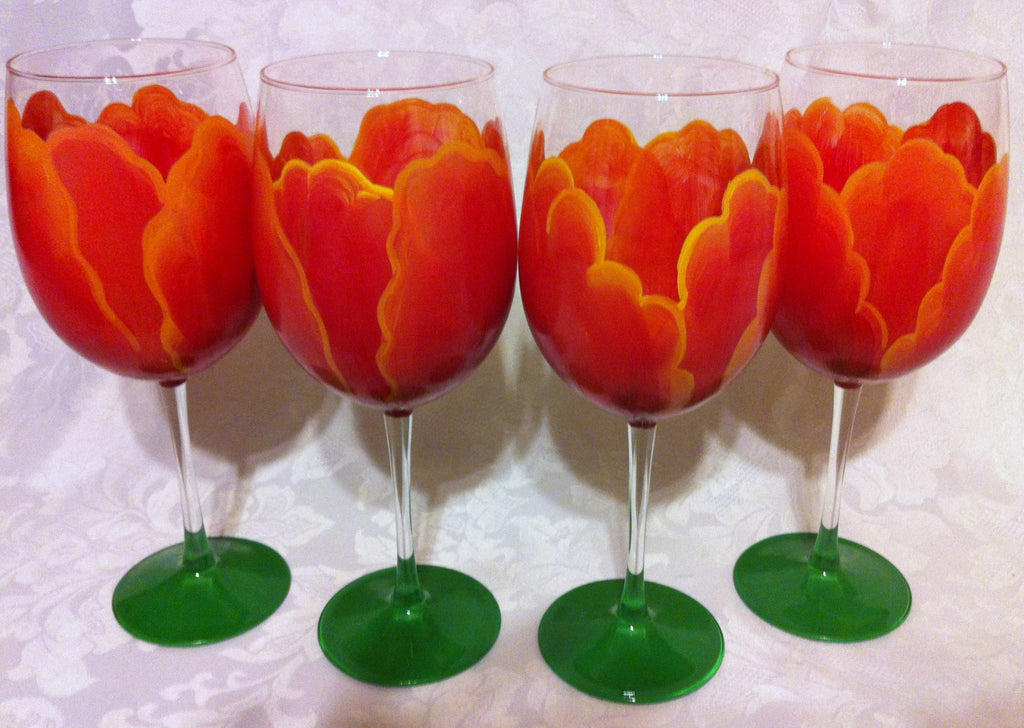 SUNSET TULIP WINE GLASS Set of 4 glasses