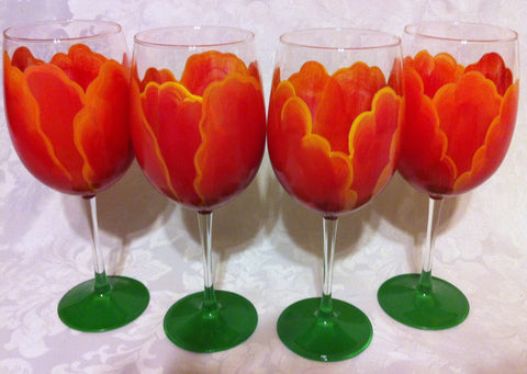 SUNSET TULIP WINE GLASS Set of 4 glasses