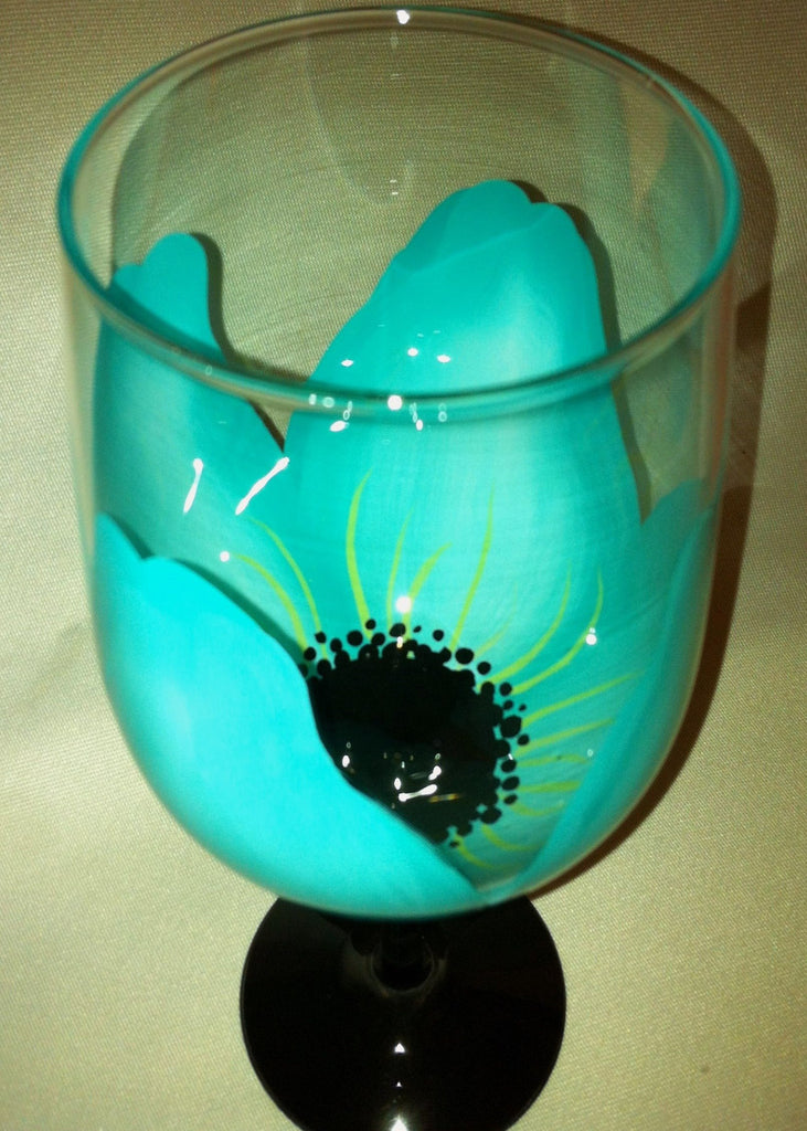 Aqua Tulip Stem Wine Glasses