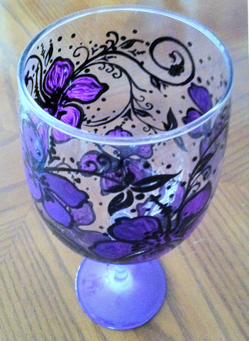 PURPLE HIBISCUS WINE GLASS