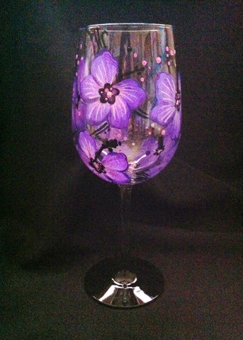 PURPLE HIBISCUS WINE GLASS
