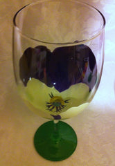 PURPLE PANSY WINE GLASS