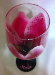 MOTHERS DAY FLOWER WINE GLASS