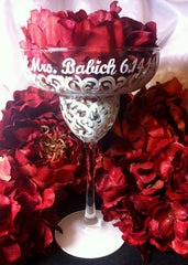 BLACK & WHITE SWIRL MARGARITA GLASSES