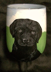 HAND PAINTED LABRADOR RETRIEVER WINE GLASS