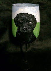 HAND PAINTED LABRADOR RETRIEVER WINE GLASS