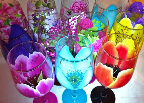 FLOWER WINE GLASSES  Set of 12