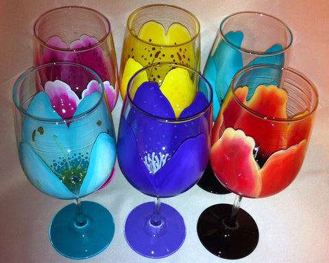 FLOWER WINE GLASSES Set of 6